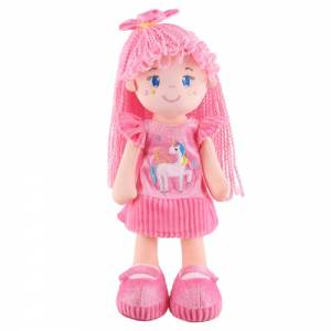 Мягкая игрушка Maxitoys, Кукла Лера с розовыми волосами в платье
