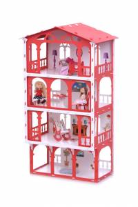 Домик для кукол "Дом Елена" бело-красный с мебелью