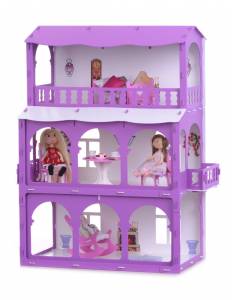 Домик для кукол "Дом Бриджит" бело-розовый с мебелью