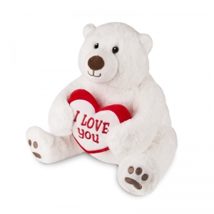 Мягкая игрушка белый медведь с сердцем