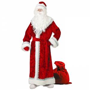 Карнавальный  костюм "Дед Мороз велюр тиснение красный"