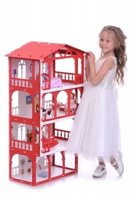 Домик для кукол "Дом Елена" бело-красный с мебелью