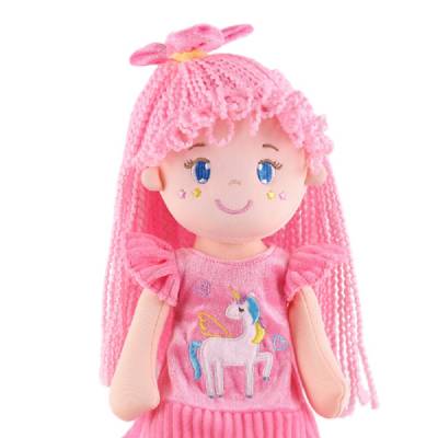 Мягкая игрушка Maxitoys, Кукла Лера с розовыми волосами в платье