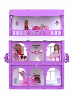 Домик для кукол "Дом Бриджит" бело-розовый с мебелью