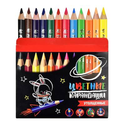 Набор цветных карандашей 12 цветов Зайка-Космонавт 