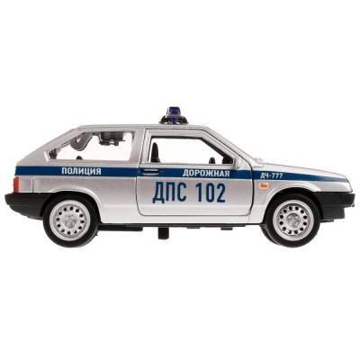 Машина металл свет-звук LADA-2108 "Спутник" полиция 12 см, двери, кор. Технопарк