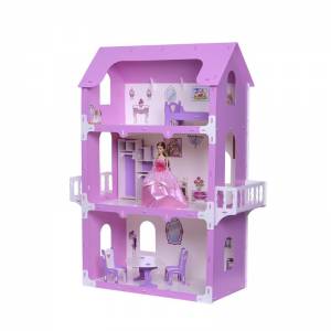Дом для кукол "Коттедж Екатерина" бело-розовый с мебелью