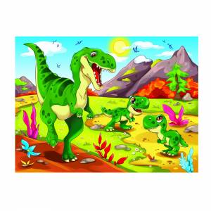 Холст с красками Динозаврики на природе