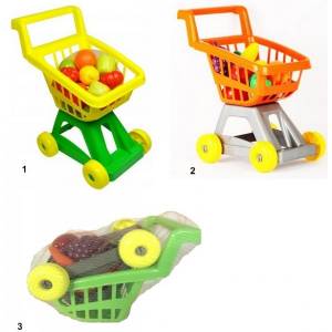 Тележка для супермаркета с фруктами и овощами 